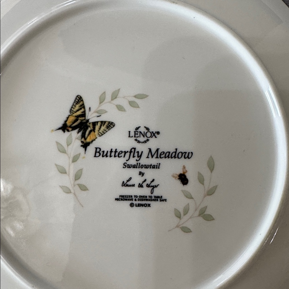 Lenox Butterfly Meadow‎ Swallowtail 9” Dessert Luncheon Plates Set of 3 Cottage. - Picture 5 of 11